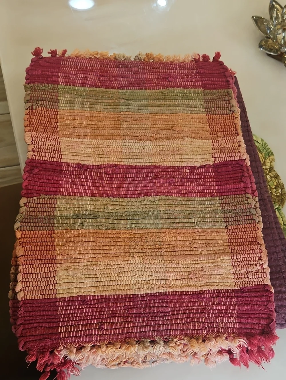 Woven Placemats Colorful Set Of 6 <6> Fringe Ends In Good Shape